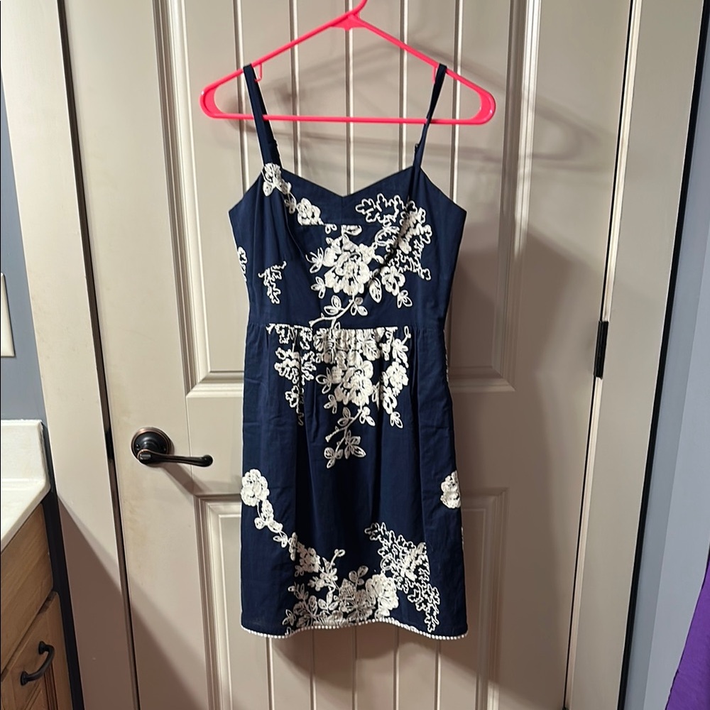 J. Crew Navy and White Floral Mini Dress